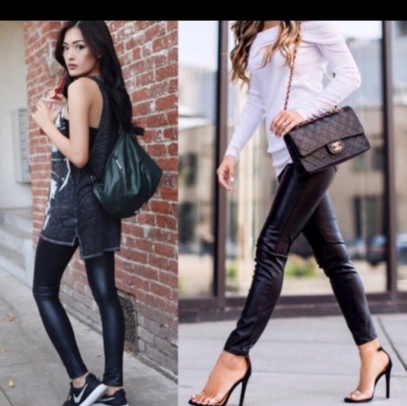 Faux leather fleece lined leggings - Picture 3 of 3